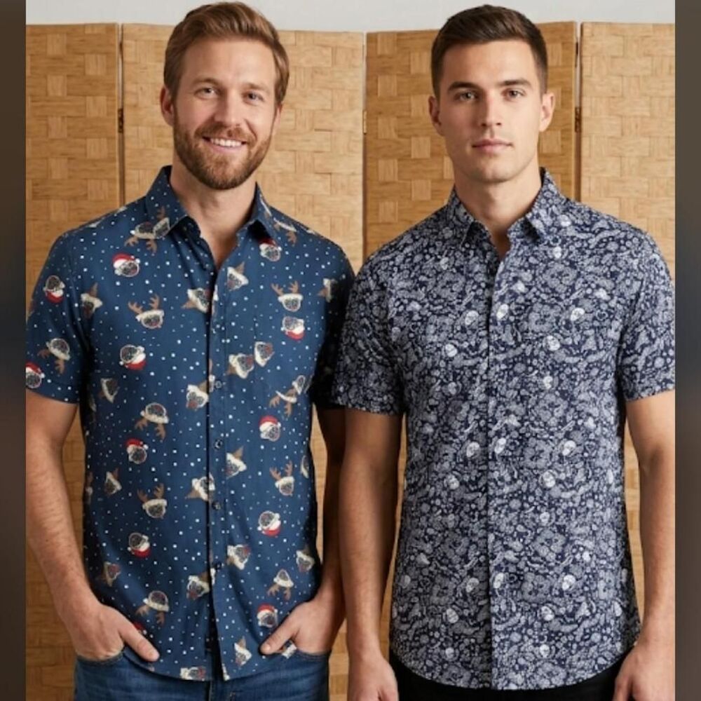 2 Rugby Men's Button Shirts Size M 100% Cotton